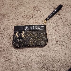 betsey johnson black wristlet  purse